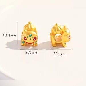 24K Gold Filled Pokemon Bulbasaur Charm Bead Pendant Anime Kawaii Pocket Monster